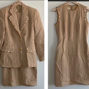 Escada | Vintage dress blazer set giraffe print trim